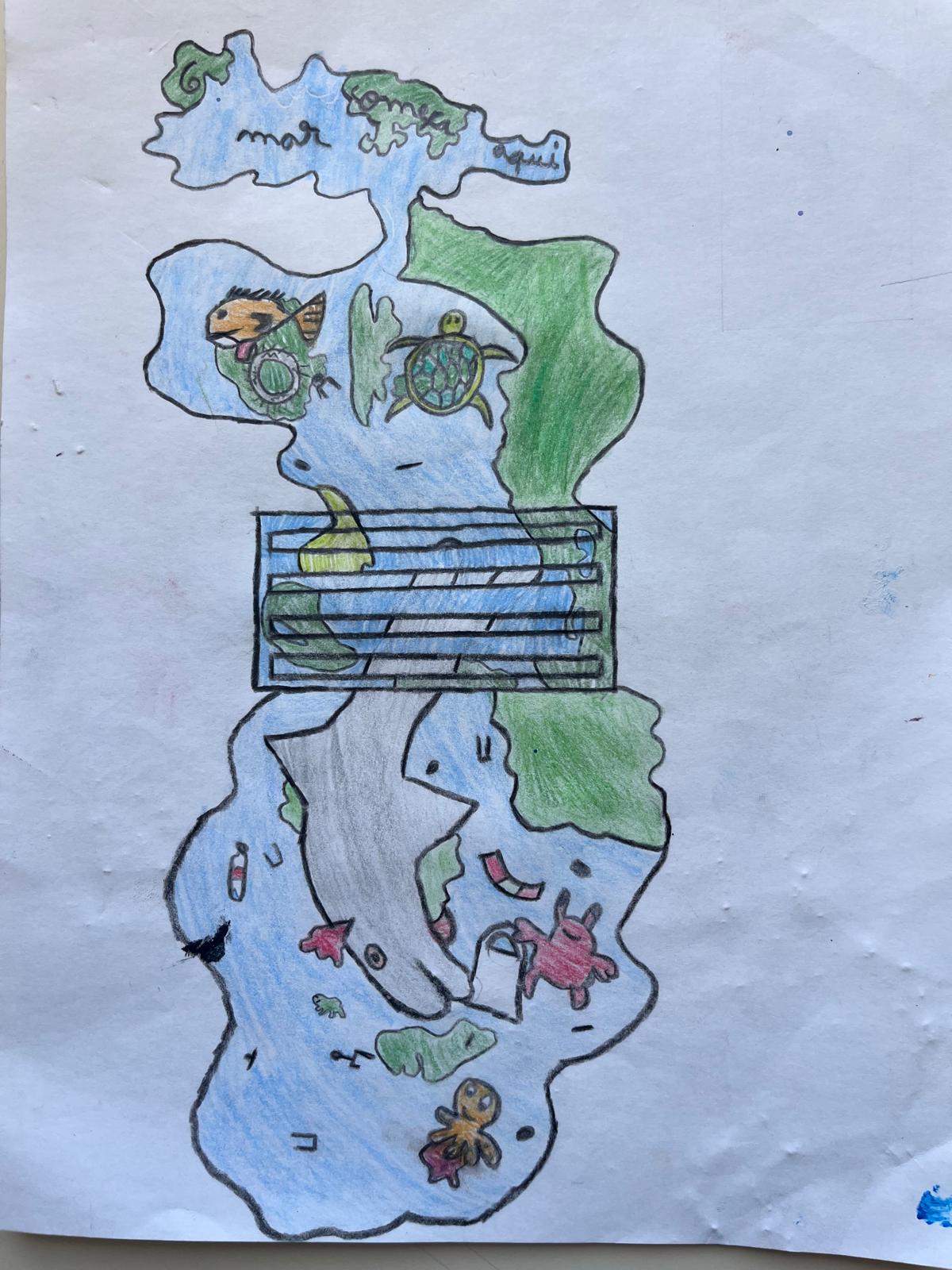 Projeto final para elaborar o mural no esgoto, junto à entrada da escola.