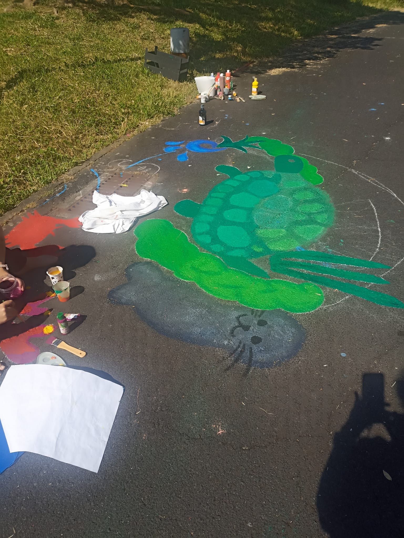 Fase de decalque da imagem a pintar.