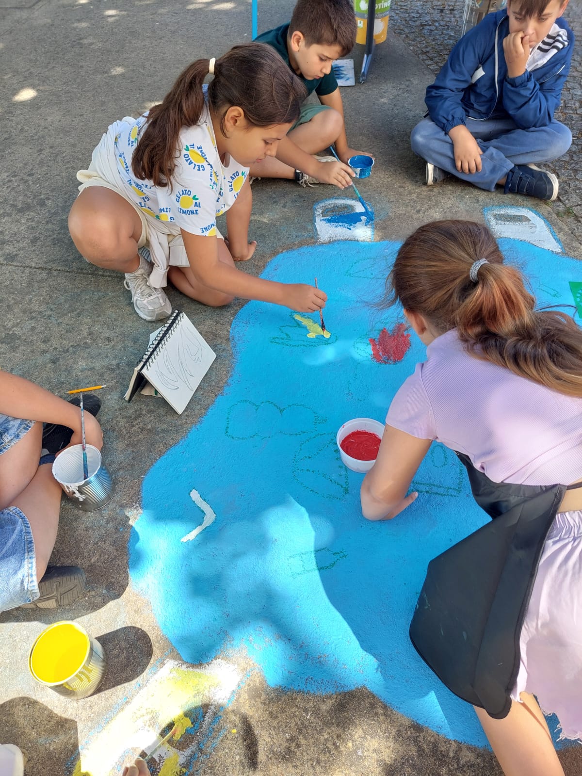 Pintura dos elementos desenhados pelo grupo de trabalho